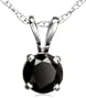 14k White Gold Black Diamond Solitaire Pendant (1/4 cttw)