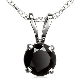 14k White Gold Black Diamond Rabbit Bale Pendant (1/4 cttw)