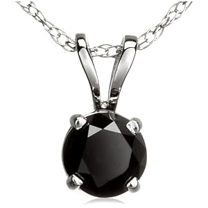 14k White Gold Black Diamond Rabbit Bale Pendant (1/4 cttw)