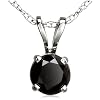 14k White Gold Black Diamond Solitaire Pendant (1/2 cttw)