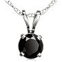 14k White Gold Black Diamond Rabbit Bale Pendant (1/2 cttw)