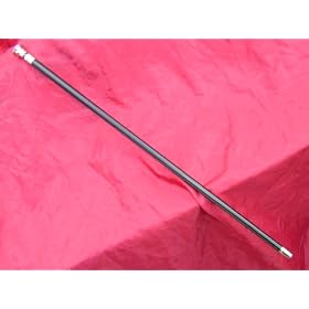 24'' Black Leather Bound Show Cane Made in England. Fibreglass Centre, Leather Covered, Metal Cap and Tip.