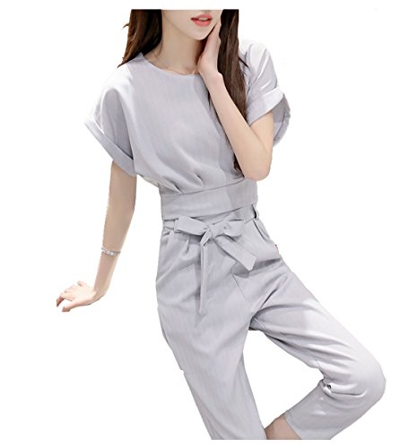 【PALERO・パレロ】 春夏 レディース オールインワン風 セットアップ 九分丈 半袖