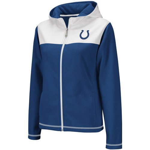 Reebok Indianapolis Colts Ladies Royal Blue-White Microfleece Full Zip Hoodie Jacket (Large)