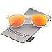 zeroUV Matte Frosted Frame Reflective Colored Mirror Lens Horn Rimmed Sunglasses 54mm