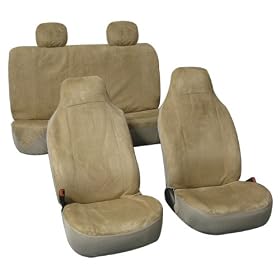 On Sale......suede Car Seat Cover Full Set Bucket Front and Bench Resr Seat Cover Tan Fb105