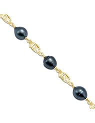Tahitian Black Pearl Bracelet in 14K Yellow Gold (9-10mm)
