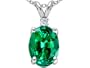 1.78 cttw Aaa Simulated Emerald And Genuine Diamond Pendant in 14 kt White Gold
