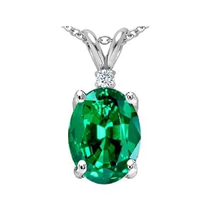 Buy 1.78 cttw 14k White Gold AAA Created Emerald and Genuine Diamond Pendant in 14k White Gold by Finejewelers