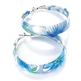 Hoop Pierced Fashion Earrings Blue & White