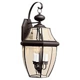 Sea Gull Lighting 8040-12 3-Light Lancaster Medium Outdoor Wall Lantern, Clear Beveled Glass and Black