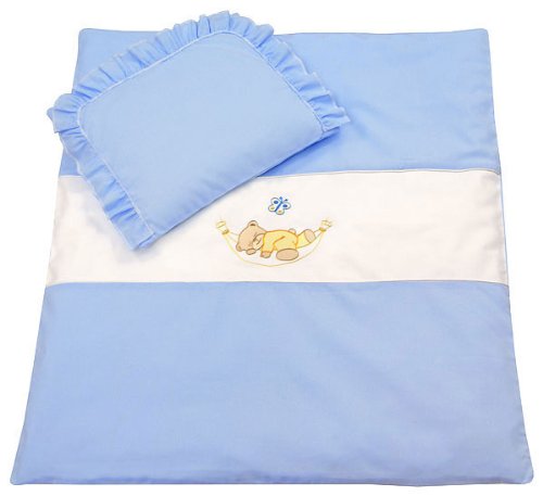 Blue Sleepy Teddy Moses Basket, Crib, Buggy Baby Bedding Set Picture
