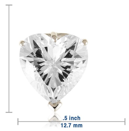 Platinum Overlay Sterling Silver 8 x 8 mm Cubic Zirconia Heart-Shaped Post Earrings under The Jewelry Store