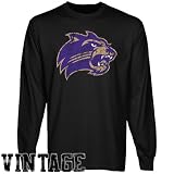 NCAA Western Carolina Catamounts Black Distressed Logo Vintage Long Sleeve T-shirt