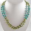 Southwestern Native American Handcrafted Turquoise and Serpentine Three Strand Necklace By Priscilla Nieto, #10729