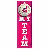 MLB Cleveland Indians 4-by-13 Wood "My Team" Sign