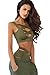 Prograce Women's Sexy Criss Cross High Waisted Bandage 2PCS Bikini Set, M Army Green
