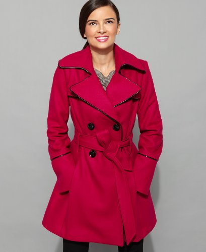 Nine West Coat, Trench with Piping Charcoal 