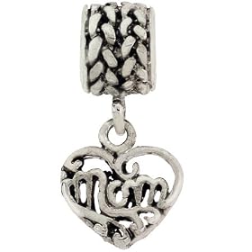 Dangling Mom Vintage Heart Oriana Bead - Pandora Bead & Bracelet Compatible
