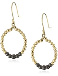 Mizuki 14k Hanging Hoop Earrings with Gold and Silver Faceted Beads