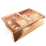 33 x 22 x 10 50/50 Well Copper Farmhouse Kitchen Sink Finish: Dark Smoke Copper