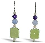 Crimson Roseladies Jade Mix Faceted Cylindar With Mix Cabachon Drop Earrings