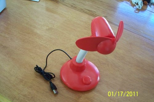 USB Foam Desktop Fan - Red (Height Around 24cm)