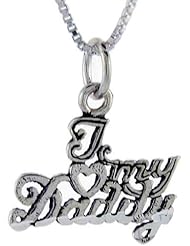 Sterling Silver I Love My Daddy Talking Pendant, 1 inch wide