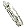 1928 Silver-tone Indian Sapphire Mother of Pearl 3 piece Bangle Bracelet