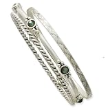 1928 Silver-tone Indian Sapphire Mother of Pearl 3 piece Bangle Bracelet