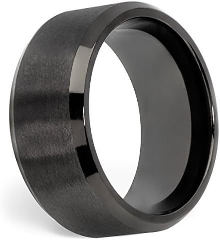 10 MM Black Tungsten Carbide Wedding Bands. Comfort Fit Ring Set Is Perfect for Weddings, Engagement or Promise Rings for Men or Women.