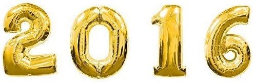 16 Inch Gold Helium Foil balloons group "2016" for party decoration supplies by Akiou