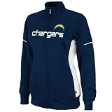NFL Women's San Diego Chargers Counter Long Sleeve Mockneck Full-Zip Track Jacket (Athletic Navy/White, Medium)