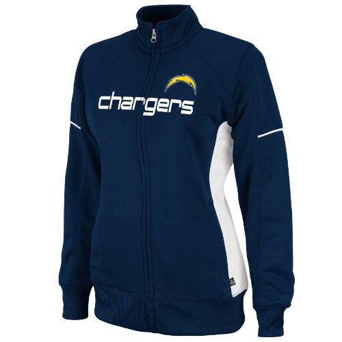 NFL Women's San Diego Chargers Counter F-Zip Trk J Long Sleeve Mockneck Full-Zip Track Jacket (Athletic Navy/White, Small)