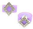 Ring - R50 - Silicone Ring with Diamond Shape Crystal Charm - Size 7 (18mm) ~ Purple