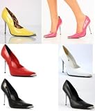 HEAT-01, 4-1/2'' Chrome Stiletto Spike Heel Pumps in 6 Colors to Size 14