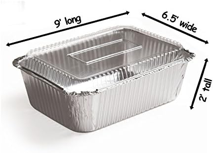 Foil Pans with Plastic Cover (4 Pack) Size 9 Long X 6.5 Wide X 2.2 Tall - Inches