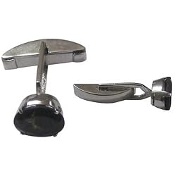 Anniversary Gift for Him Silver Cuff Links Pair Smokey Quartz Gemstone (cflng171)