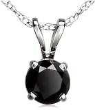 14k White Gold Black Diamond Solitaire Pendant (1/4 cttw)