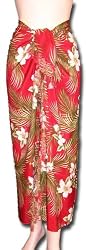 Full Size Pareo: Palm Fronds on Maroon