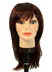 18 Darkest Brown tipped with Auburn side layers / bangs synthetic wig