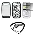 Zebra Stripes Design Silicone Gel Skin Cover Case + LCD Screen Protector + Rapid Car Charger for Nokia E71 [Accessory Export Brand]