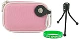 Nylon Hard Shell Carrying Case (Pink) and Spider Tripod for Sony DSC-TX7 10.2MP CMOS Digital Camera Red