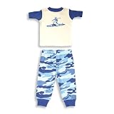B.T. Kids - Infant Baby Boys Short Sleeved Cotton Pajama Set, White, Blue