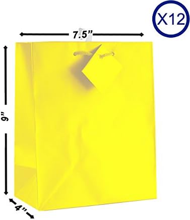 12-PC Solid Color Gift Bags, Matt Laminated, Yellow Color