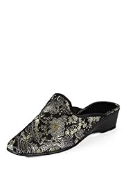 Classic Collection Paisley Embroidered Wedge Mule Slippers