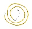Necklace Cord For Pendants - D5 - Twisted Triple Strand Silk / Satin + 2" Extension Chain (3.5mm / 3/16" thickness) ~ Silver Tone Plated Ends - 20 Inches ~ Gold