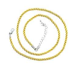 Necklace Cord For Pendants - D5 - Twisted Triple Strand Silk / Satin + 2" Extension Chain (3.5mm / 3/16" thickness) ~ Silver Tone Plated Ends - 20 Inches ~ Gold