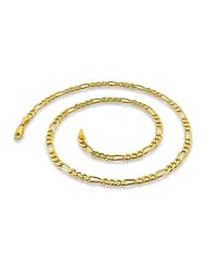 14K Gold Plated Silver Figaro Chain 4mm (16", 18", 20", 22", 24", 30" Inch Lengths)