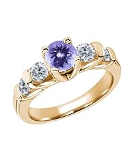 1.78 Ct Round Blue Tanzanite G/H Diamond 14K Yellow Gold Ring